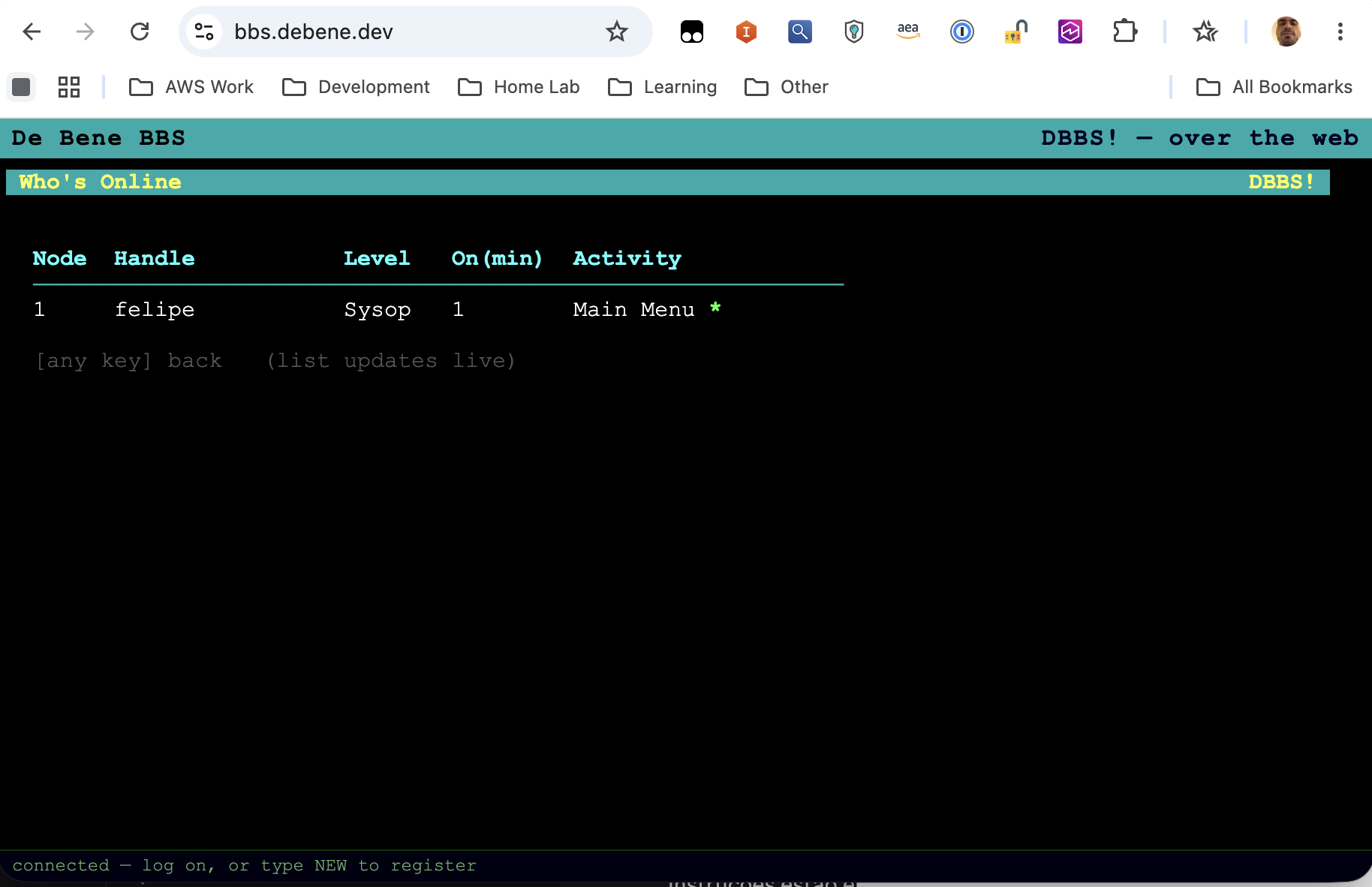 Who&rsquo;s Online screen showing active users