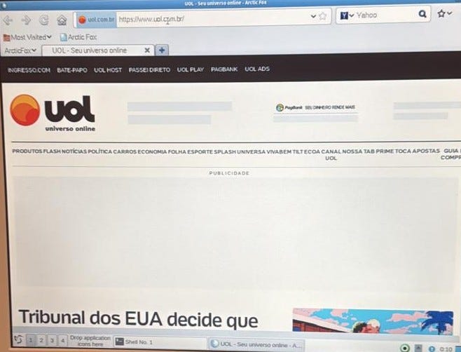ArcticFox browser with broken rendering