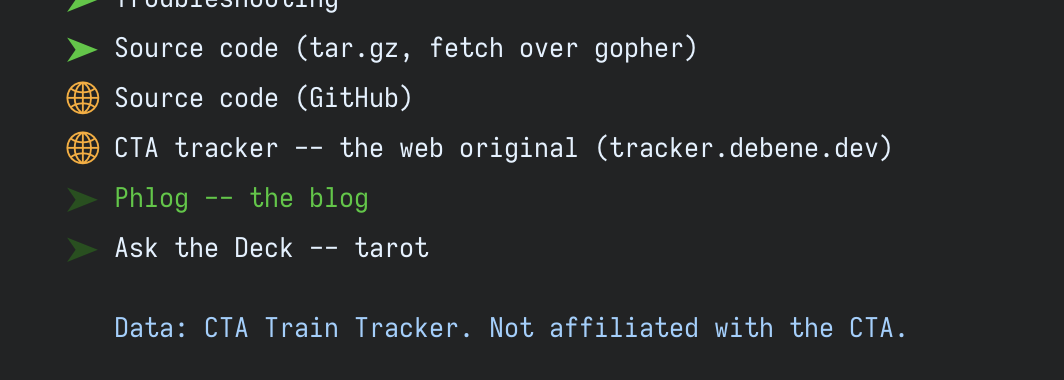 The CTA front door, now with neighbors: &ldquo;Phlog &ndash; the blog&rdquo; and &ldquo;Ask the Deck &ndash; tarot&rdquo;