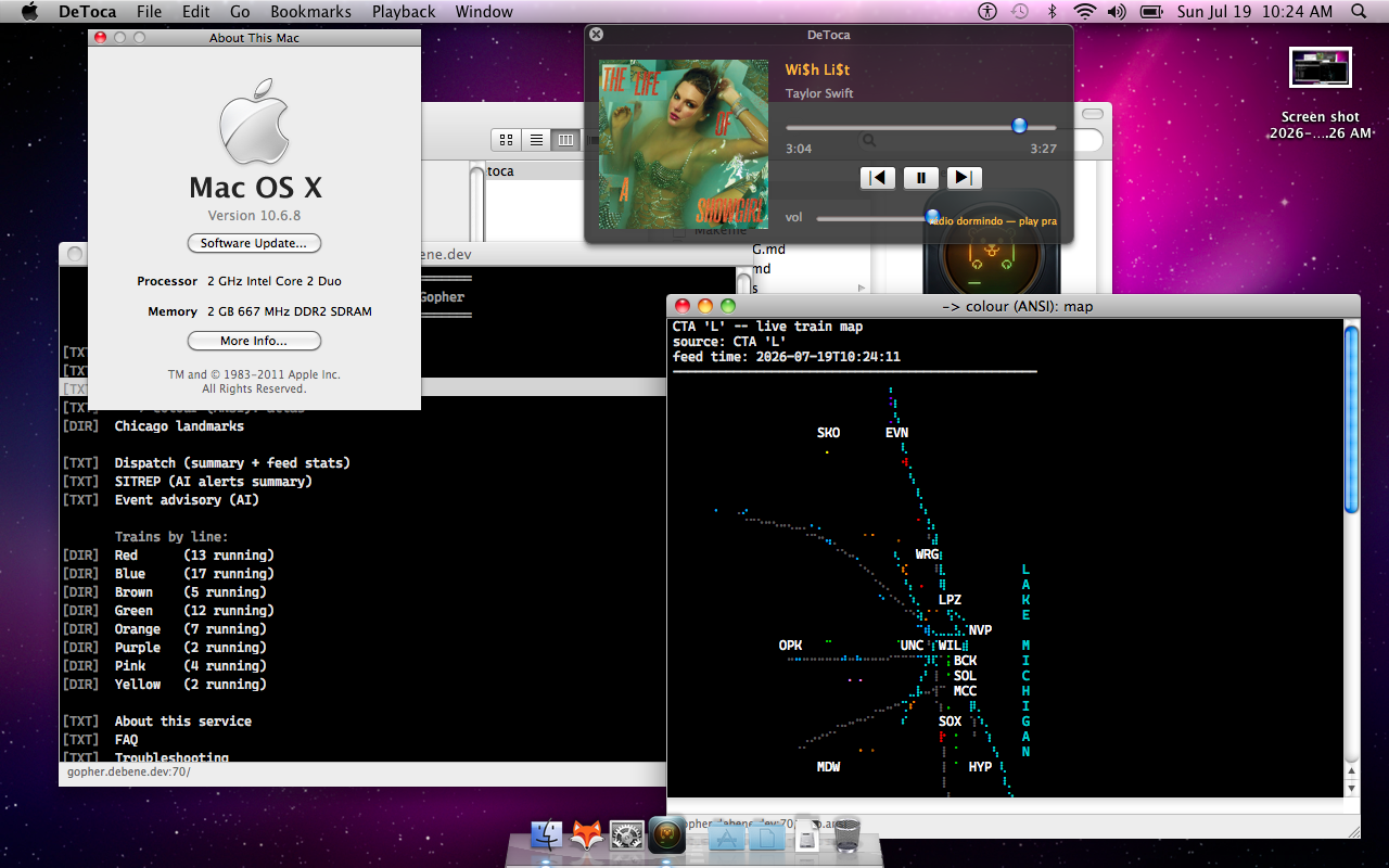 About This Mac on the real MacBook2,1 — Mac OS X 10.6.8, Intel Core 2 Duo