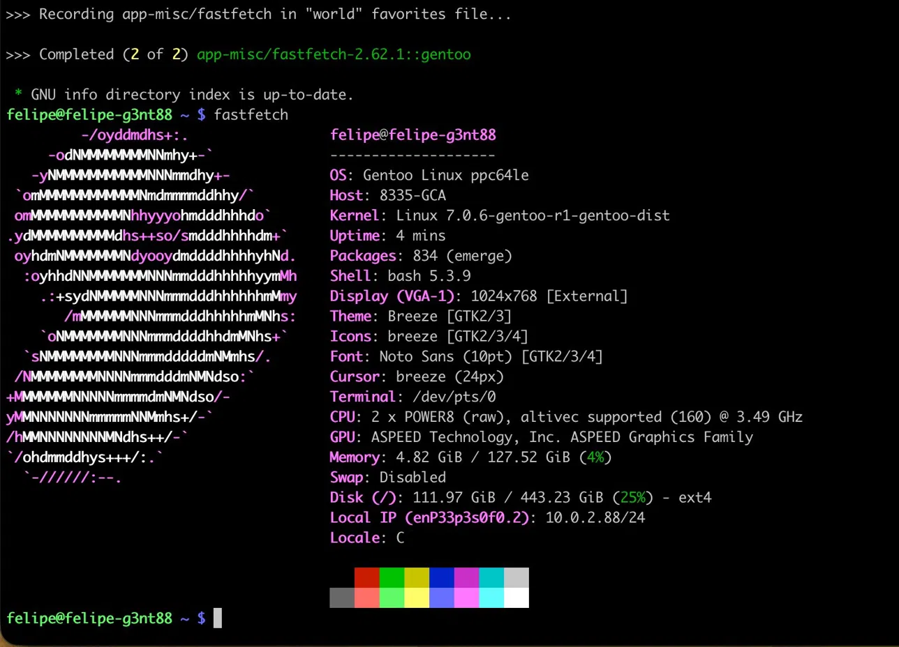 System specs via fastfetch