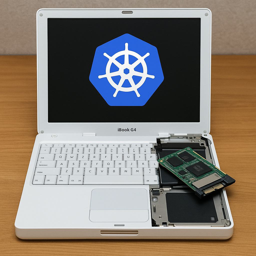 iBook G4 white clamshell laptop