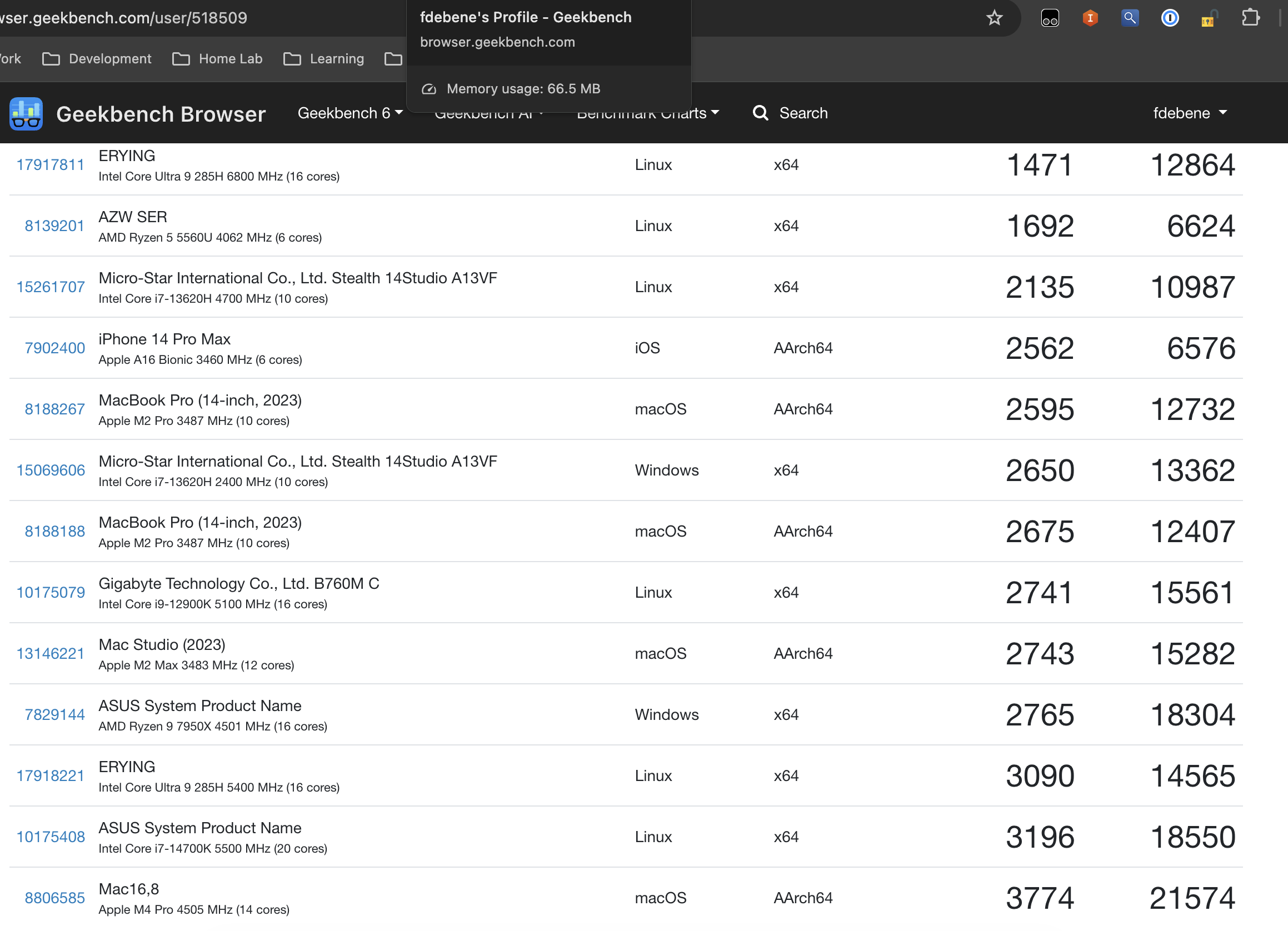 Geekbench Browser Profile
